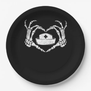 Skeleton Hand Heart Lazy Halloween Costume Funny N Paper Plate
