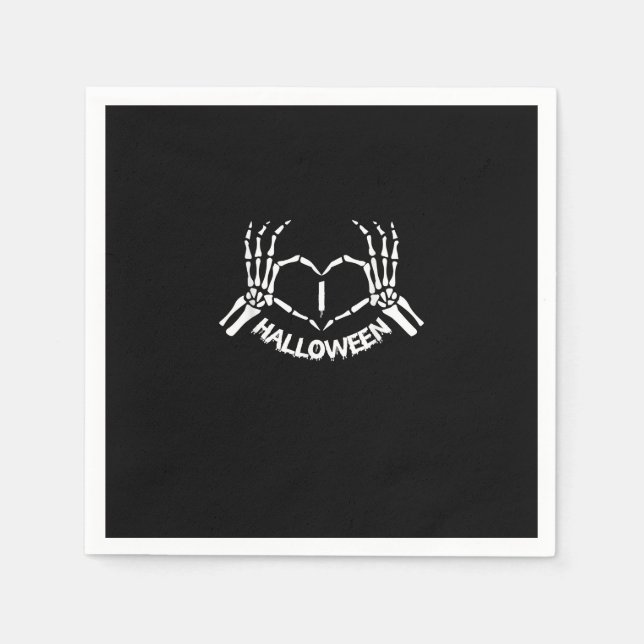 Skeleton Hand Heart Lazy Halloween Costume Funny Napkin (Front)