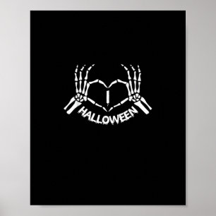 Skeleton Hand Heart Lazy Halloween Costume Funny Poster