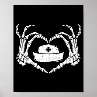 Skeleton Hand Heart Lazy Halloween Costume Funny Poster