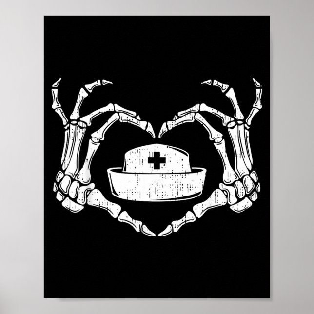 Skeleton Hand Heart Lazy Halloween Costume Funny Poster (Front)