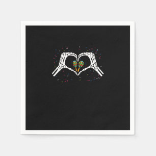 Skeleton Hand Heart Maracas Cinco De Mayo Mexican  Napkin