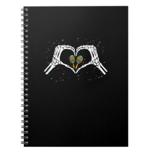 Skeleton Hand Heart Maracas Cinco De Mayo Mexican Notebook