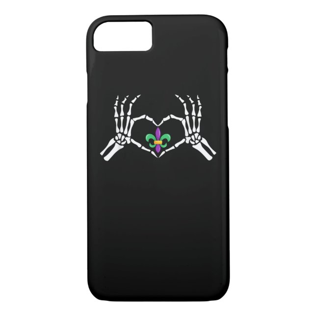 Skeleton Hand Heart Mardi Gras Case-Mate iPhone Case (Back)