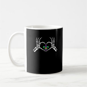Skeleton Hand Heart Mardi Gras Coffee Mug