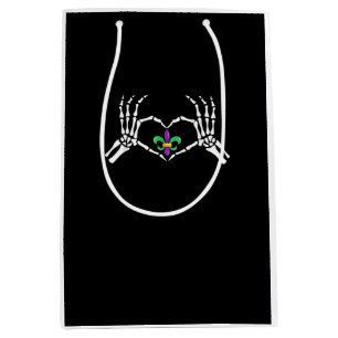 Skeleton Hand Heart Mardi Gras Medium Gift Bag