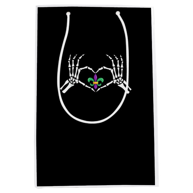 Skeleton Hand Heart Mardi Gras Medium Gift Bag (Front)