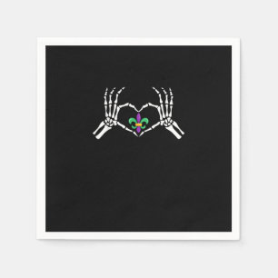 Skeleton Hand Heart Mardi Gras Napkin