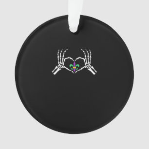 Skeleton Hand Heart Mardi Gras Ornament