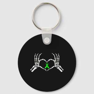 Skeleton Hand Heart Mental Health Awareness Ribbon Key Ring