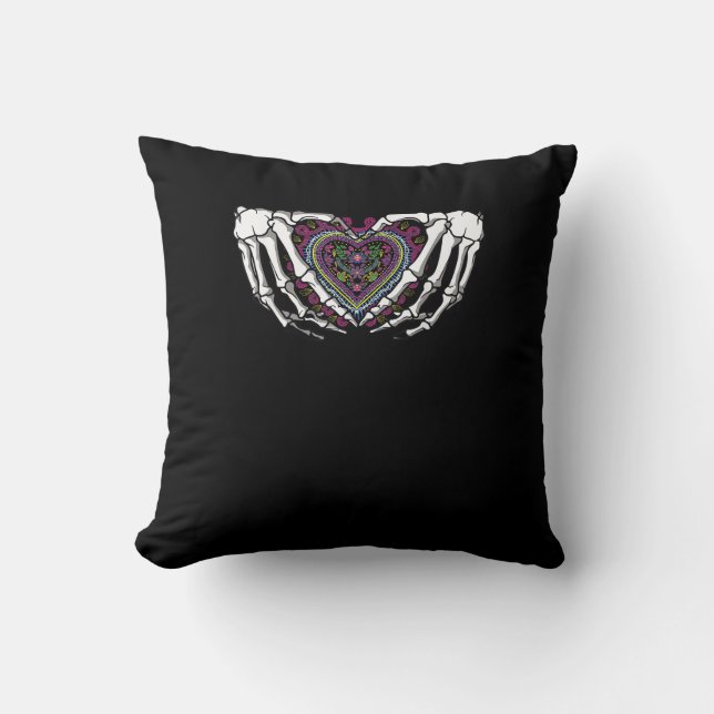 Skeleton Hand Heart Muertos Mexican Day Of Dead Cushion (Front)