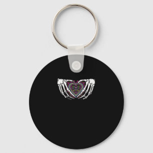Skeleton Hand Heart Muertos Mexican Day Of Dead Key Ring