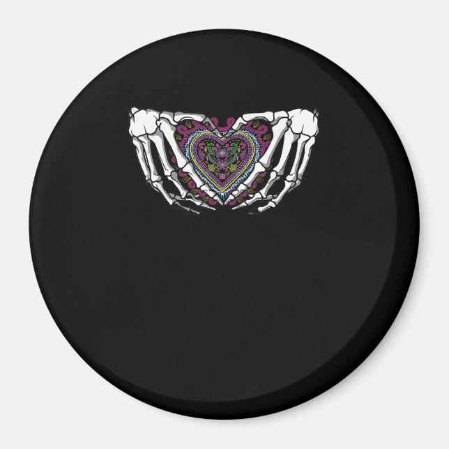 Skeleton Hand Heart Muertos Mexican Day Of Dead Magnet (Front)