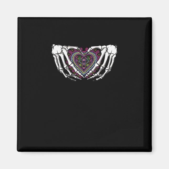 Skeleton Hand Heart Muertos Mexican Day Of Dead Magnet (Front)