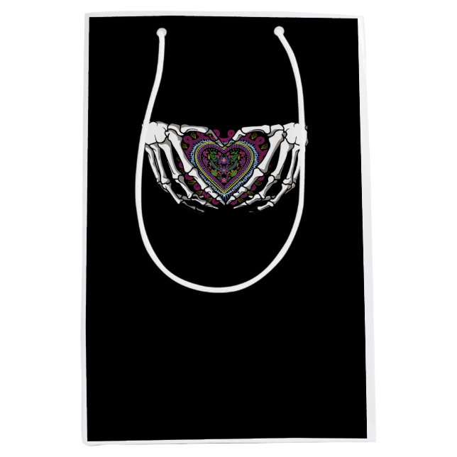 Skeleton Hand Heart Muertos Mexican Day Of Dead Medium Gift Bag (Front)