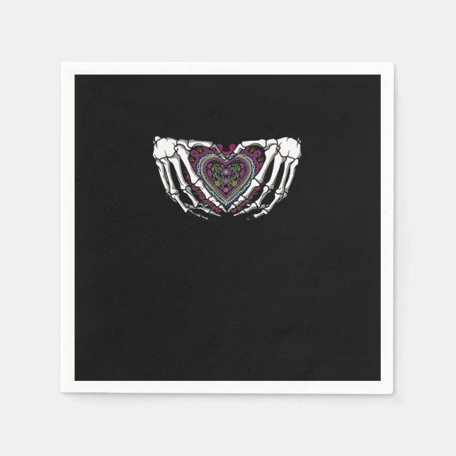 Skeleton Hand Heart Muertos Mexican Day Of Dead Napkin (Front)