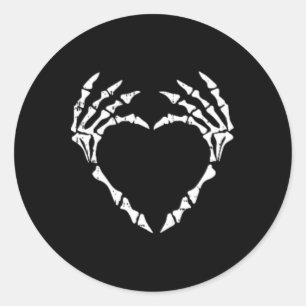 Skeleton Hand Heart Pocket Halloween Costume Funny Classic Round Sticker