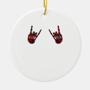 Skeleton Hand Heart Roll & Red Classic  Ceramic Tree Decoration