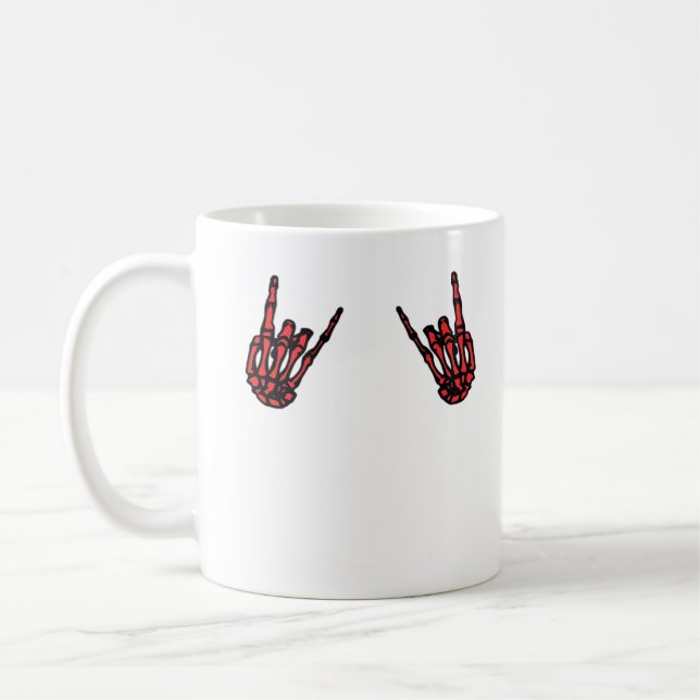 Skeleton Hand Heart Roll & Red Classic  Coffee Mug (Left)
