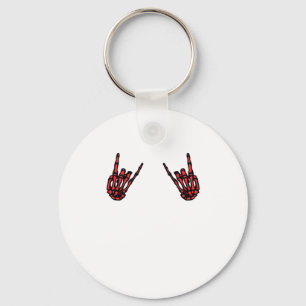 Skeleton Hand Heart Roll & Red Classic Key Ring
