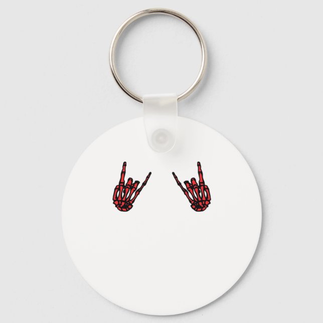 Skeleton Hand Heart Roll & Red Classic  Key Ring (Front)