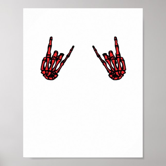 Skeleton Hand Heart Roll & Red Classic  Poster (Front)