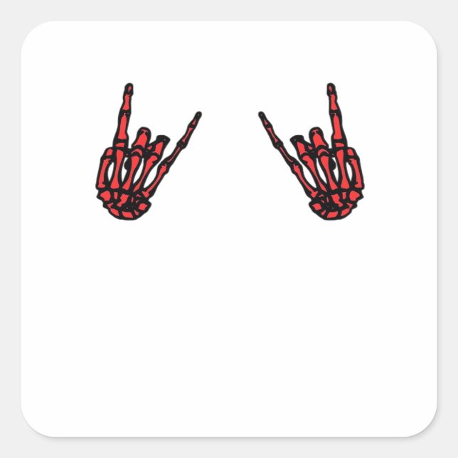 Skeleton Hand Heart Roll & Red Classic  Square Sticker (Front)