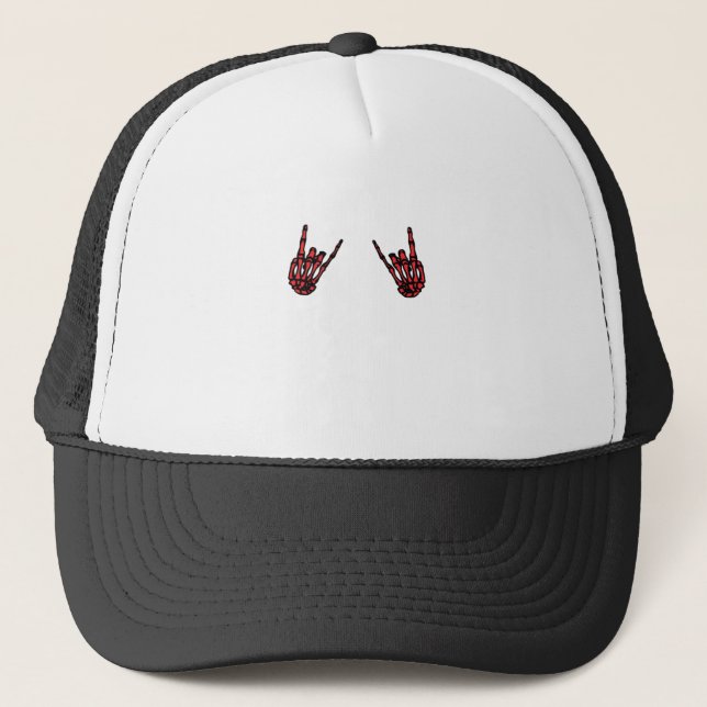 Skeleton Hand Heart Roll & Red Classic  Trucker Hat (Front)