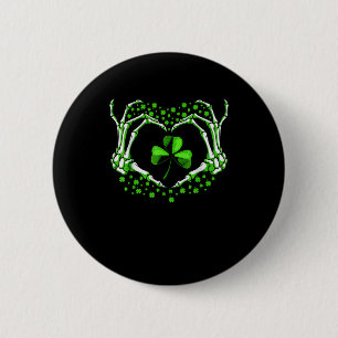 Skeleton Hand Heart Shamrock St Patricks Day Paddy 6 Cm Round Badge