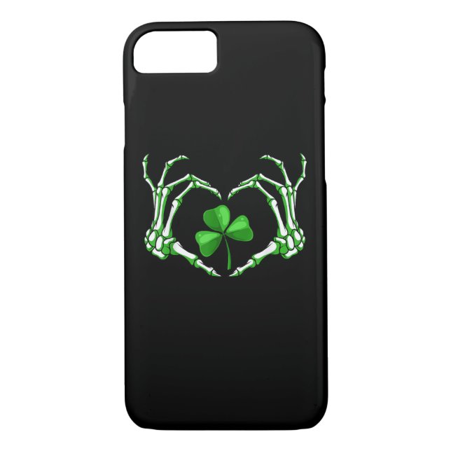 Skeleton Hand Heart Shamrock St Patricks Day Paddy Case-Mate iPhone Case (Back)