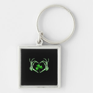 Skeleton Hand Heart Shamrock St Patricks Day Paddy Key Ring