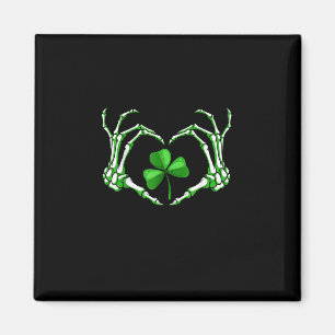 Skeleton Hand Heart Shamrock St Patricks Day Paddy Magnet