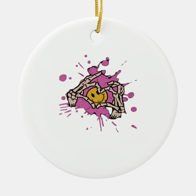 Skeleton Hand Heart Show Classic Style Ceramic Tree Decoration (Front)