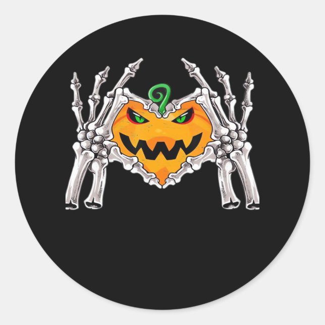 Skeleton Hand Heart Sign Bone Costume Classic Round Sticker (Front)