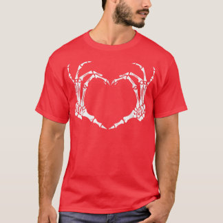 Skeleton Hand Heart Sign Bones Costume Funny Hallo T-Shirt