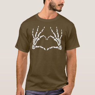 Skeleton Hand Heart Sign Bones Costume Funny Hallo T-Shirt