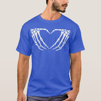 SKELETON HAND HEART Sign Bones Costume Funny Hallo T-Shirt