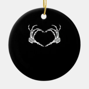 Skeleton Hand Heart Sign Costume Funny Halloween Ceramic Tree Decoration