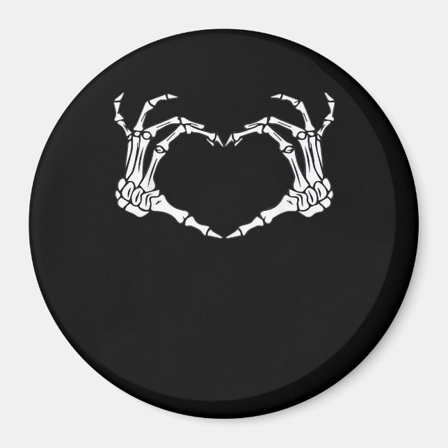 Skeleton Hand Heart Sign Costume Funny Halloween Magnet (Front)