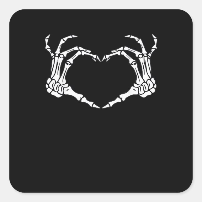 Skeleton Hand Heart Sign Costume Funny Halloween Square Sticker (Front)