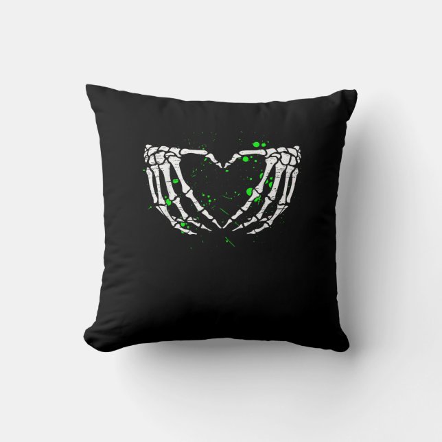 Skeleton Hand Heart Sign Costume Halloween Cushion (Front)