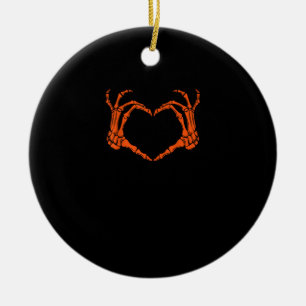 Skeleton Hand Heart Sign Costume Halloween Design Ceramic Tree Decoration