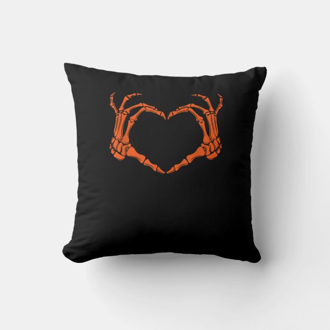 Skeleton Hand Heart Sign Costume Halloween Design Cushion (Front)