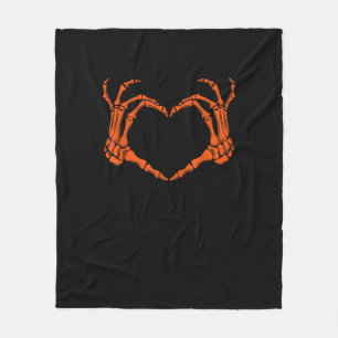 Skeleton Hand Heart Sign Costume Halloween Design Fleece Blanket