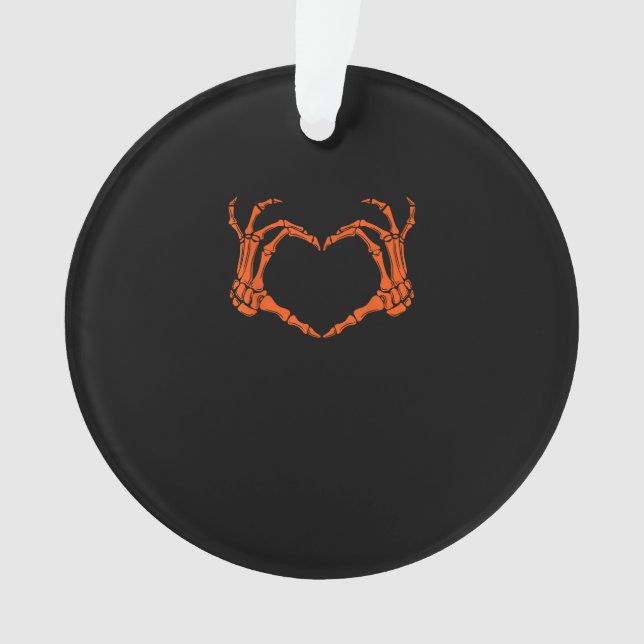 Skeleton Hand Heart Sign Costume Halloween Design Ornament (Front)