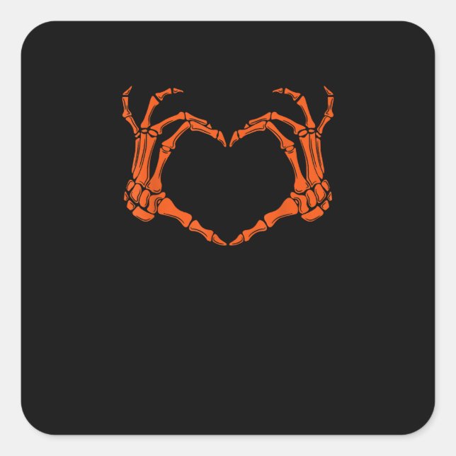 Skeleton Hand Heart Sign Costume Halloween Design Square Sticker (Front)