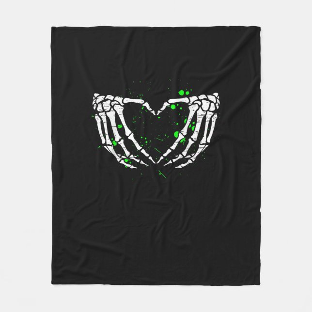 Skeleton Hand Heart Sign Costume Halloween Fleece Blanket (Front)
