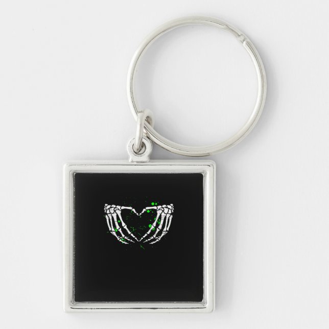 Skeleton Hand Heart Sign Costume Halloween Key Ring (Front)