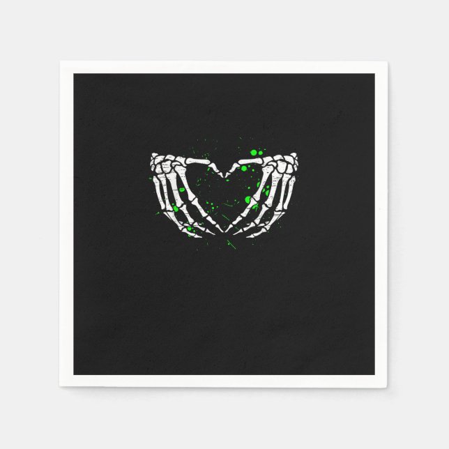 Skeleton Hand Heart Sign Costume Halloween Napkin (Front)