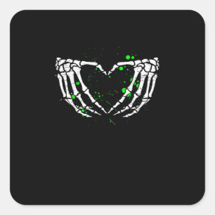 Skeleton Hand Heart Sign Costume Halloween Square Sticker